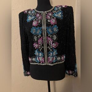 Vogue Black Silk Jacket with Silver Accents